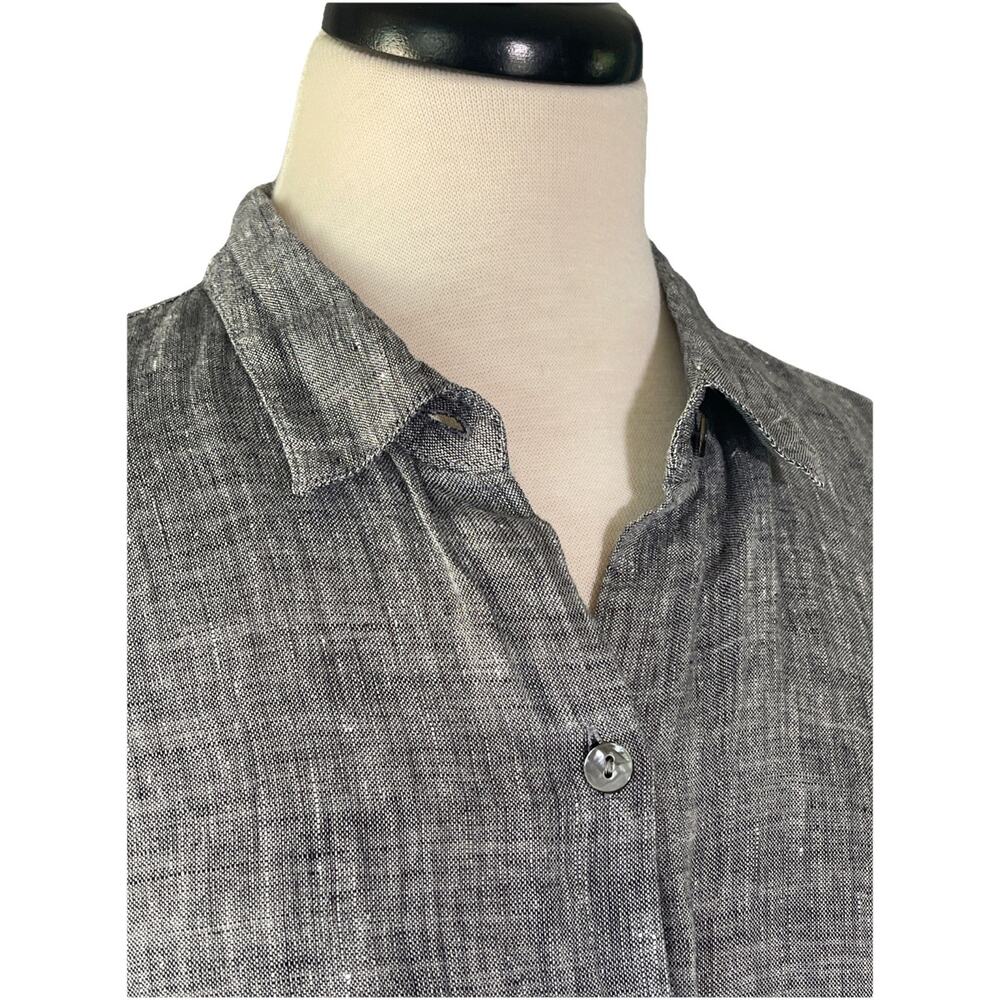J Jill Love Linen Shirt Women Petite Medium Blue - Picture 2 of 5
